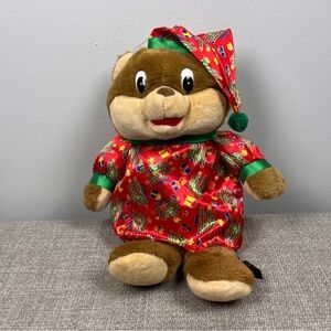 Shoney's Bear Reversible Christmas Plush Teddy Changes to Present Bow 15" 1997